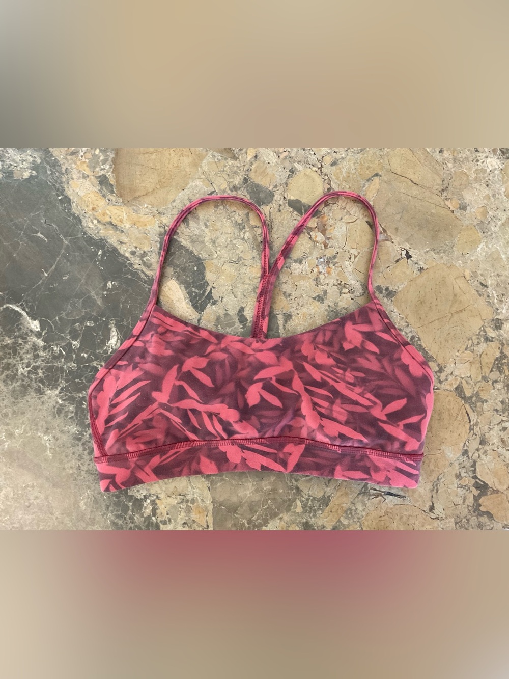 Lululemon Flow Y Bra *Nulu Floral Burgundy Pink Size 6